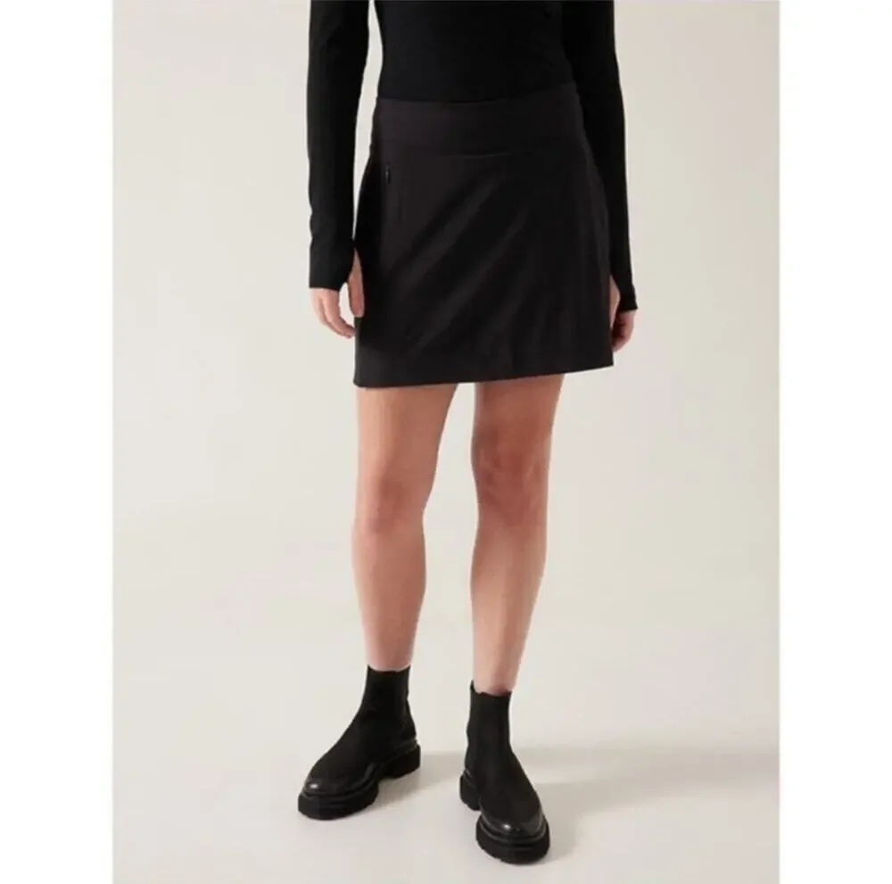 Athleta Skort Womens 10 Black Soho Golf Pull On Athletic Travel Sporty Mini